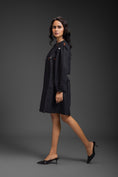 Load image into Gallery viewer, Black Cotton Dress With Neon Metallic Detailing