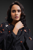 Load image into Gallery viewer, Black Cotton Dress With Neon Metallic Detailing