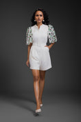 Load image into Gallery viewer, White Playsuit With Neon Metallic Sleeve Detail And Belt