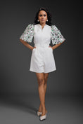 Load image into Gallery viewer, White Playsuit With Neon Metallic Sleeve Detail And Belt