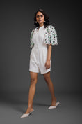Load image into Gallery viewer, White Playsuit With Neon Metallic Sleeve Detail And Belt