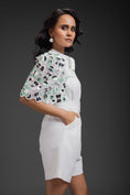 Load image into Gallery viewer, White Playsuit With Neon Metallic Sleeve Detail And Belt