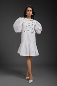 Load image into Gallery viewer, White Cotton Dress With Neon Metallic Detailing