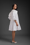 Load image into Gallery viewer, White Cotton Dress With Neon Metallic Detailing