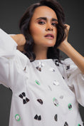 Load image into Gallery viewer, White Cotton Dress With Neon Metallic Detailing