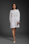 Load image into Gallery viewer, White Cotton Dress With Neon Metallic Detailing