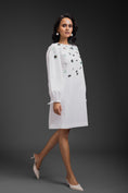Load image into Gallery viewer, White Cotton Dress With Neon Metallic Detailing