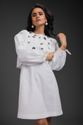 Load image into Gallery viewer, White Cotton Dress With Neon Metallic Detailing
