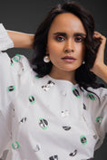Load image into Gallery viewer, White Cotton Dress With Neon Metallic Detailing