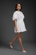 Load image into Gallery viewer, White Bubble Dress With Sailor Collar Detailing