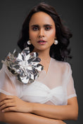 Load image into Gallery viewer, White Sheer Top With Silver Skirt