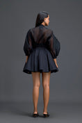 Load image into Gallery viewer, Black Sheer Pink Floral Blouse and Skirt Set