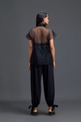 Load image into Gallery viewer, Black Sheer Structured Top and White Tapered Pants Set