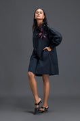 Load image into Gallery viewer, Black Feather Crystal Shoulder Detail Dress