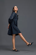Load image into Gallery viewer, Black Feather Crystal Shoulder Detail Dress