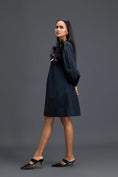 Load image into Gallery viewer, Black Feather Crystal Shoulder Detail Dress