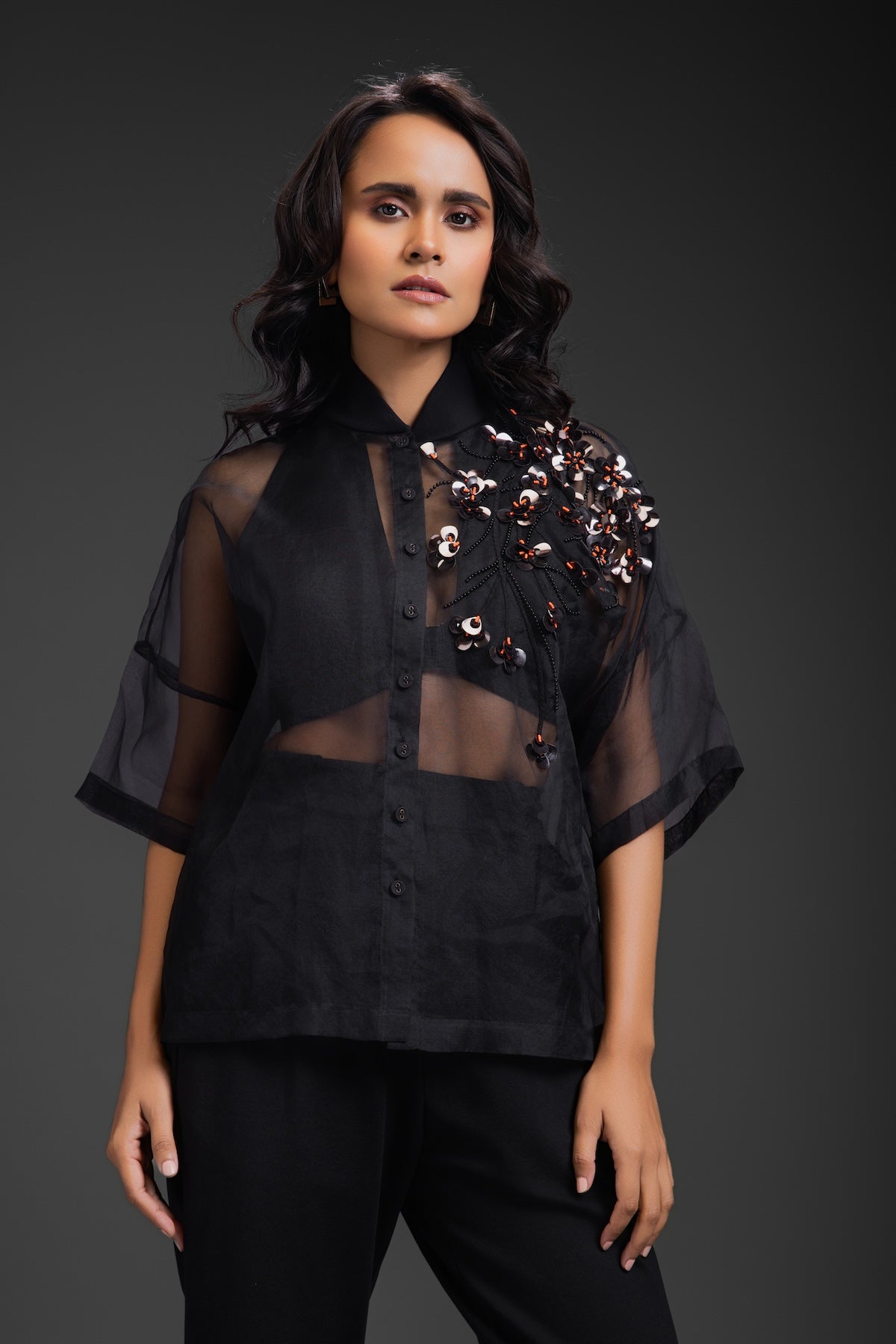 Shop Black Sheer Top Online | Deepika Arora