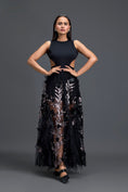 Load image into Gallery viewer, Black Cutout Top and Metallic Leaf Tulle Skirt Set