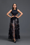 Load image into Gallery viewer, Black Cutout Top and Metallic Leaf Tulle Skirt Set