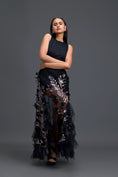 Load image into Gallery viewer, Black Cutout Top and Metallic Leaf Tulle Skirt Set