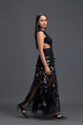 Load image into Gallery viewer, Black Cutout Top and Metallic Leaf Tulle Skirt Set