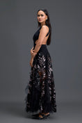 Load image into Gallery viewer, Black Cutout Top and Metallic Leaf Tulle Skirt Set