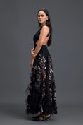Load image into Gallery viewer, Black Cutout Top and Metallic Leaf Tulle Skirt Set