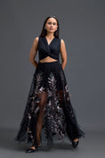 Load image into Gallery viewer, Black Twist Crop Top and Metallic Leaf Tulle Skirt