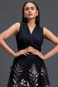 Load image into Gallery viewer, Black Twist Crop Top and Metallic Leaf Tulle Skirt