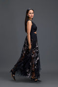 Load image into Gallery viewer, Black Twist Crop Top and Metallic Leaf Tulle Skirt