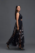 Load image into Gallery viewer, Black Twist Crop Top and Metallic Leaf Tulle Skirt