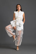 Load image into Gallery viewer, White Blazer Shorts and Floral Organza Pants Set