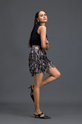 Load image into Gallery viewer, Black Twist Crop Top and Metallic Floral Mini Skirt