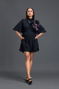 Load image into Gallery viewer, Black Feather Crystal Shoulder Playsuit