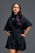 Load image into Gallery viewer, Black Feather Crystal Shoulder Playsuit