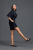 Load image into Gallery viewer, Black Feather Crystal Shoulder Playsuit