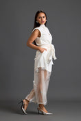 Load image into Gallery viewer, White Blazer Shorts and Floral Organza Pants Set