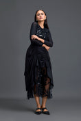 Load image into Gallery viewer, Black Ruched Asymmetric Tulle Skirt
