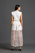 Load image into Gallery viewer, White Blazer Shorts and Floral Organza Pants Set
