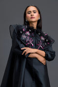 Load image into Gallery viewer, Black A-Line Dress with Feather Crystal Collar