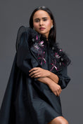 Load image into Gallery viewer, Black A-Line Dress with Feather Crystal Collar
