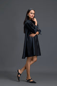 Load image into Gallery viewer, Black A-Line Dress with Feather Crystal Collar