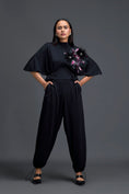 Load image into Gallery viewer, Black Feather Crystal Shoulder Jumpsuit