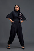 Load image into Gallery viewer, Black Feather Crystal Shoulder Jumpsuit
