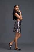 Load image into Gallery viewer, Black Top and Bronze Metallic Cutout Mini Skirt Set
