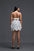 Load image into Gallery viewer, White Halter Crop Top and Silver Floral Mini Skirt