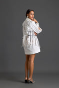 Load image into Gallery viewer, White Shirt Dress with Silver Metallic Cage Panel