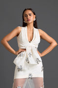 Load image into Gallery viewer, White Halter Top and Silver Floral Sheer Skirt Set