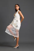 Load image into Gallery viewer, White Halter Top and Silver Floral Sheer Skirt Set