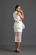 Load image into Gallery viewer, White Silver 3D Floral Organza Skirt